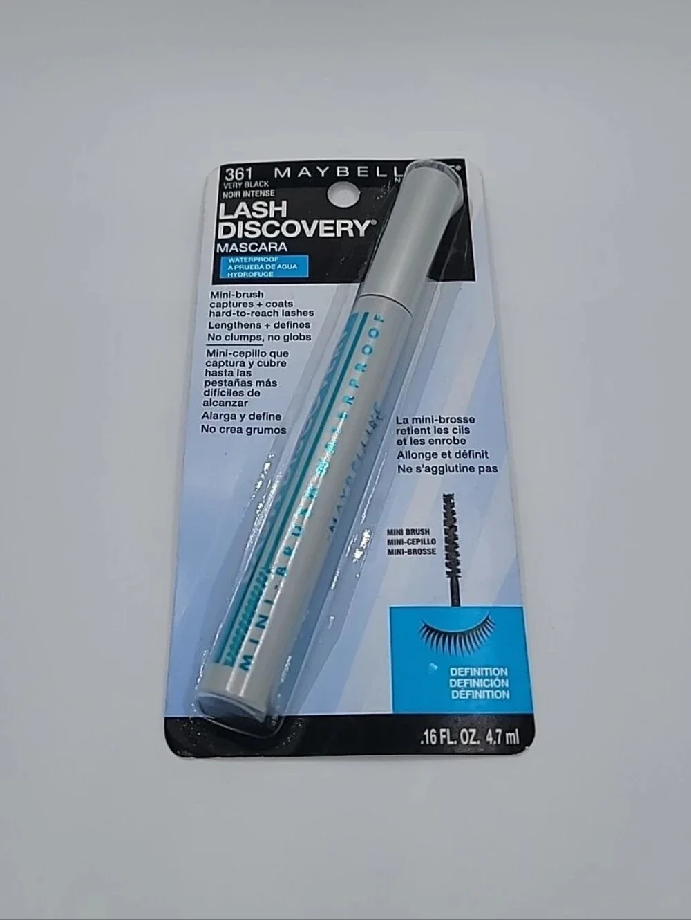 NEW Maybelline Lash Discovery Waterproof Mascara 361 Very Black  0.16 fl oz